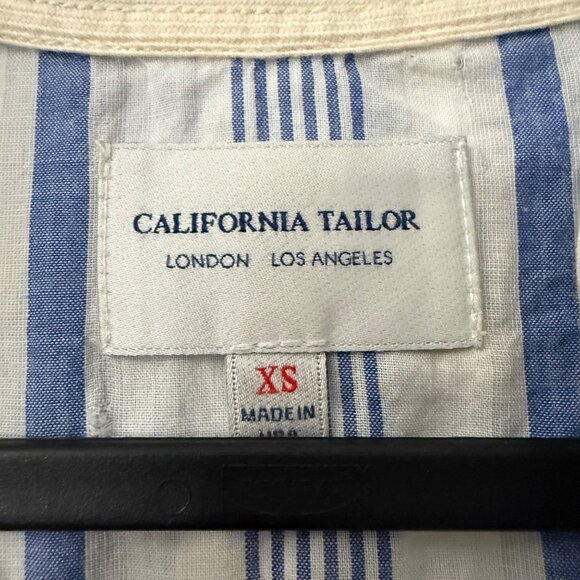 California Tailor Blue Striped Coastal Cotton Lightweight Pullover Hoodie XSmall - Picture 2 of 5